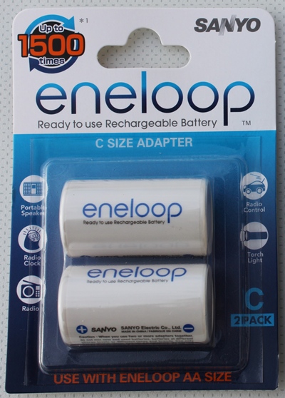 kit 2 adaptateurs piles Sanyo Eneloop AA vers D